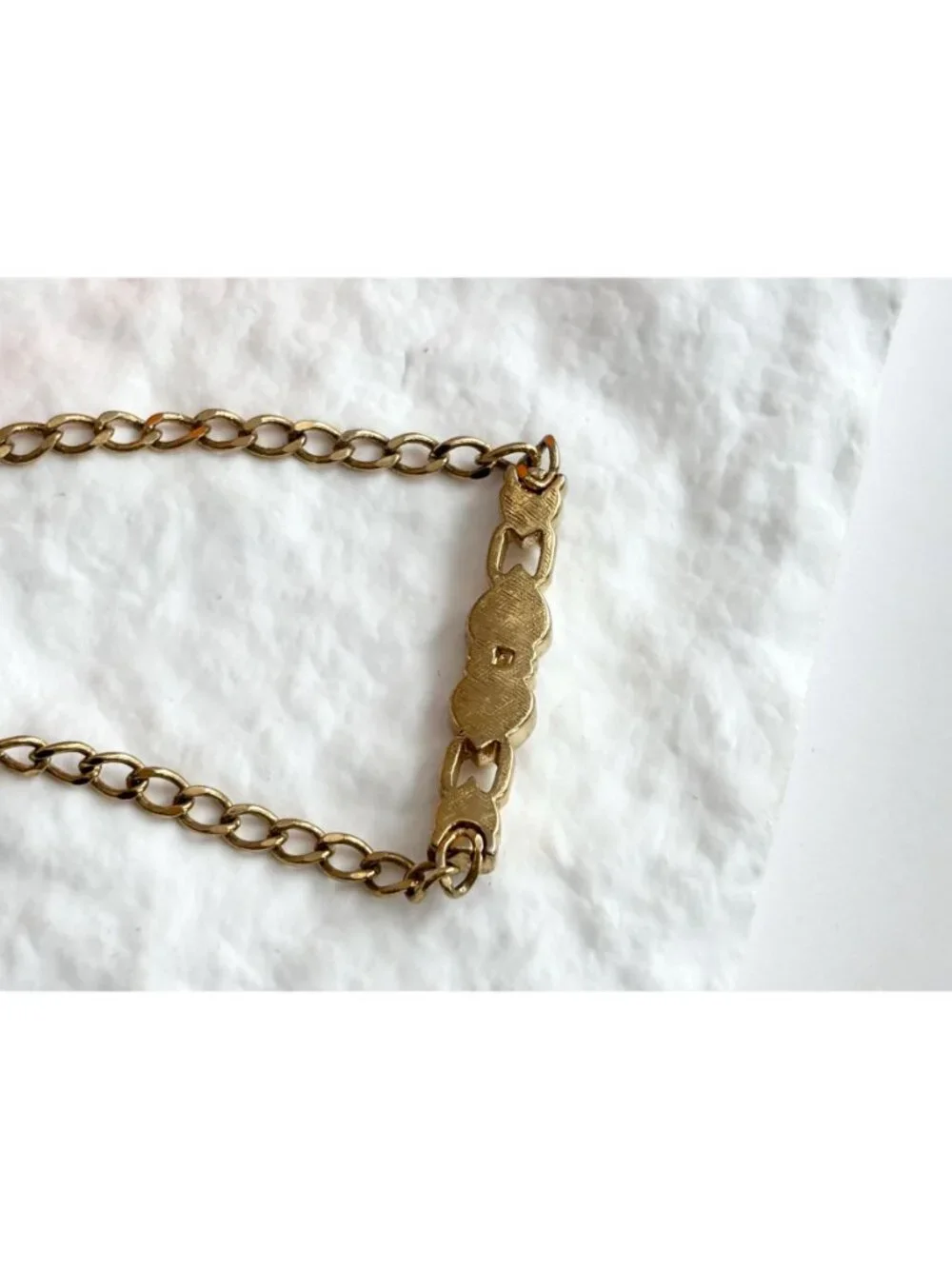 Heart Shaped Chainlink 80's Vintage Curb Chain Panel Bracelet